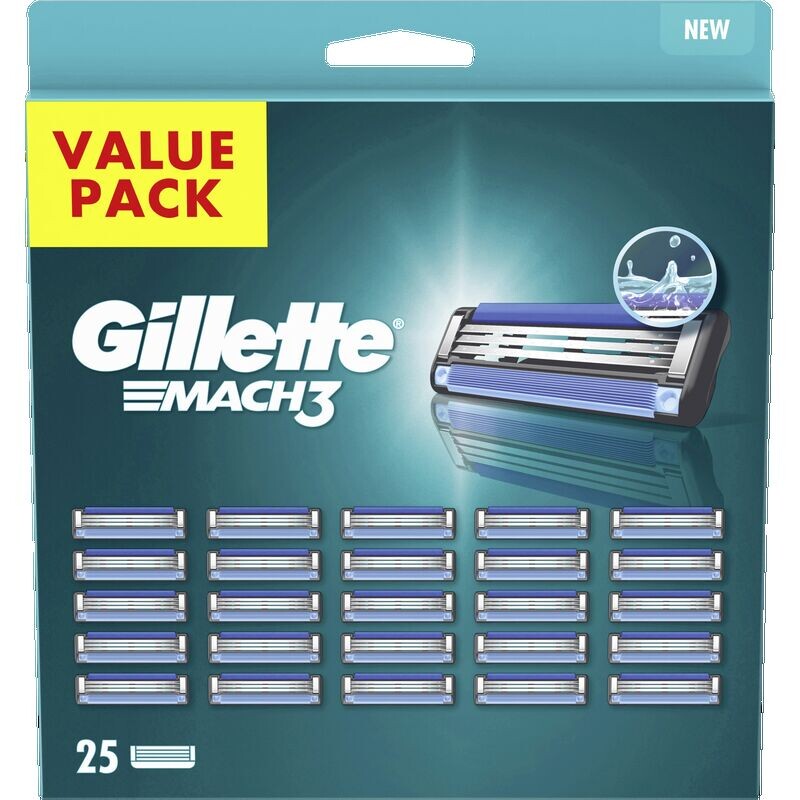 

Бюджетный набор бритвенных лезвий MACH3 Gillette, 25 шт.