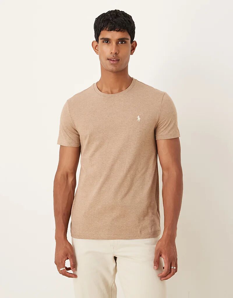 

Футболка Polo Ralph Lauren с логотипом, коричневого меланжевого цвета, с индивидуальным дизайном
