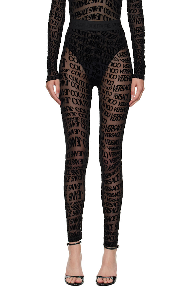 

Легинсы с эффектом жидкого тюля и флока Versace Jeans Couture, черный
