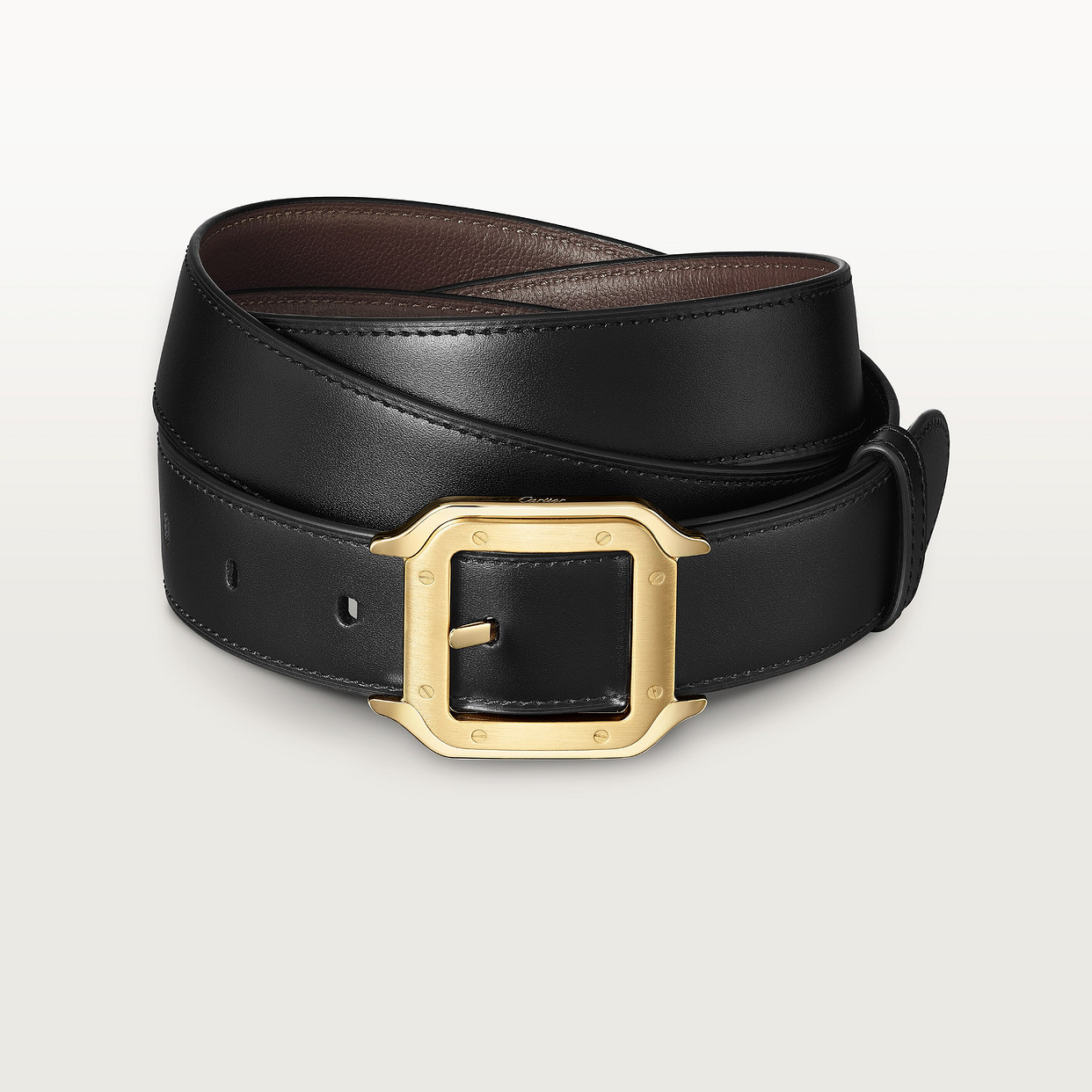 

Мужской ремень Cartier Ceinture, Santos de Cartier, черная воловья кожа