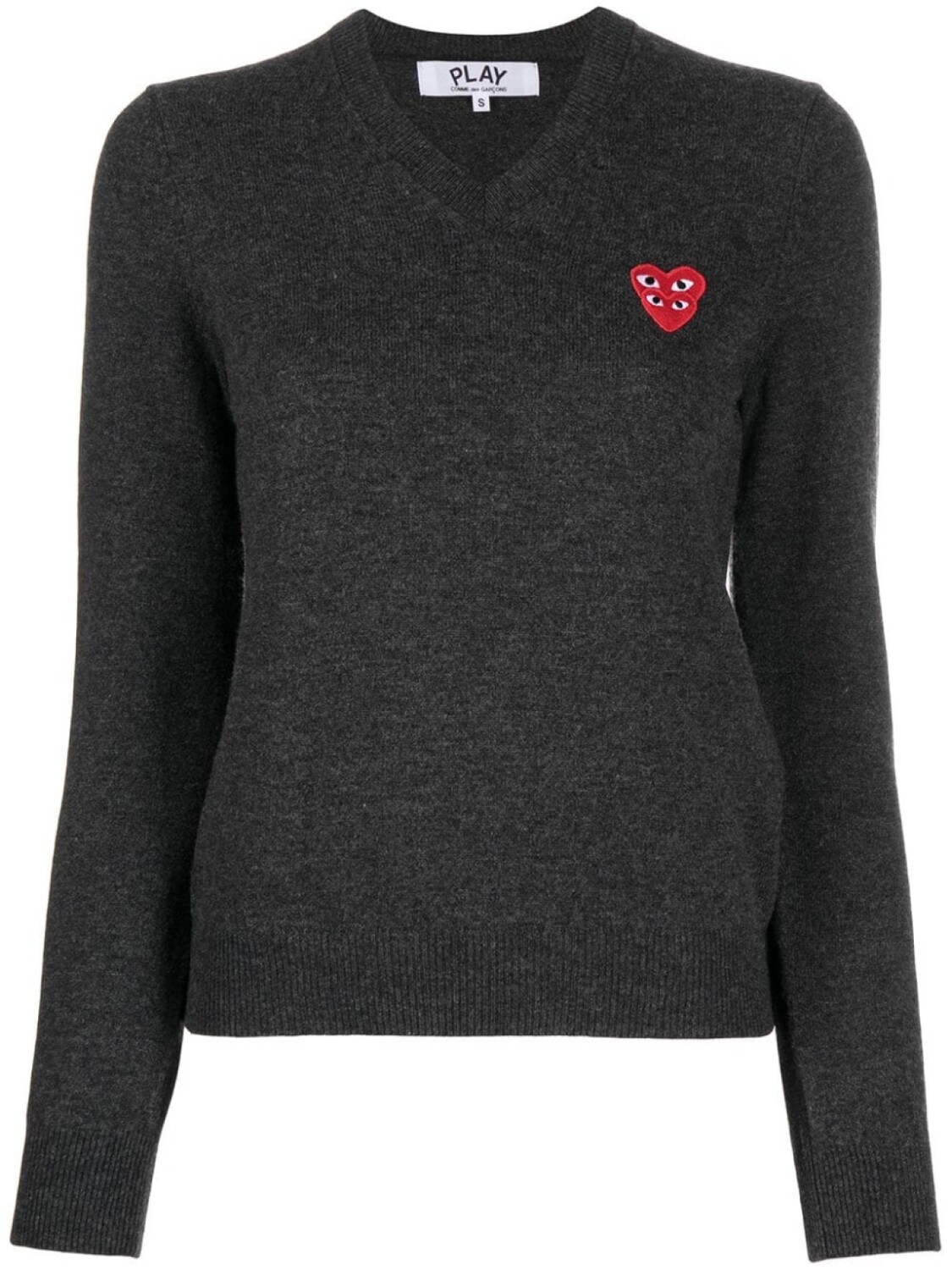 

Comme Des Garçons Play топ с V-образным вырезом и нашивкой, серый