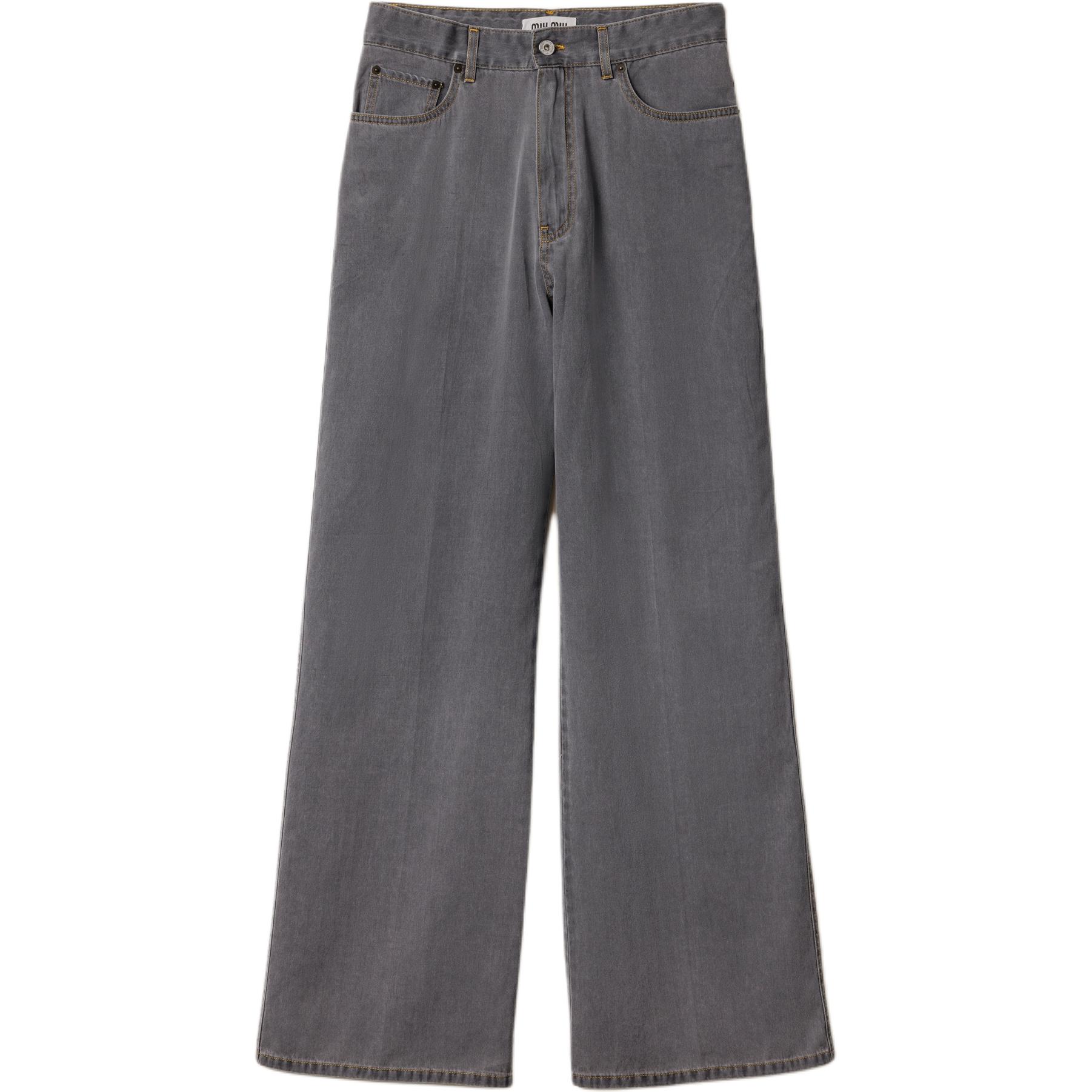 

Джинсы Wide leg с вышитым логотипом MIU MIU, серый