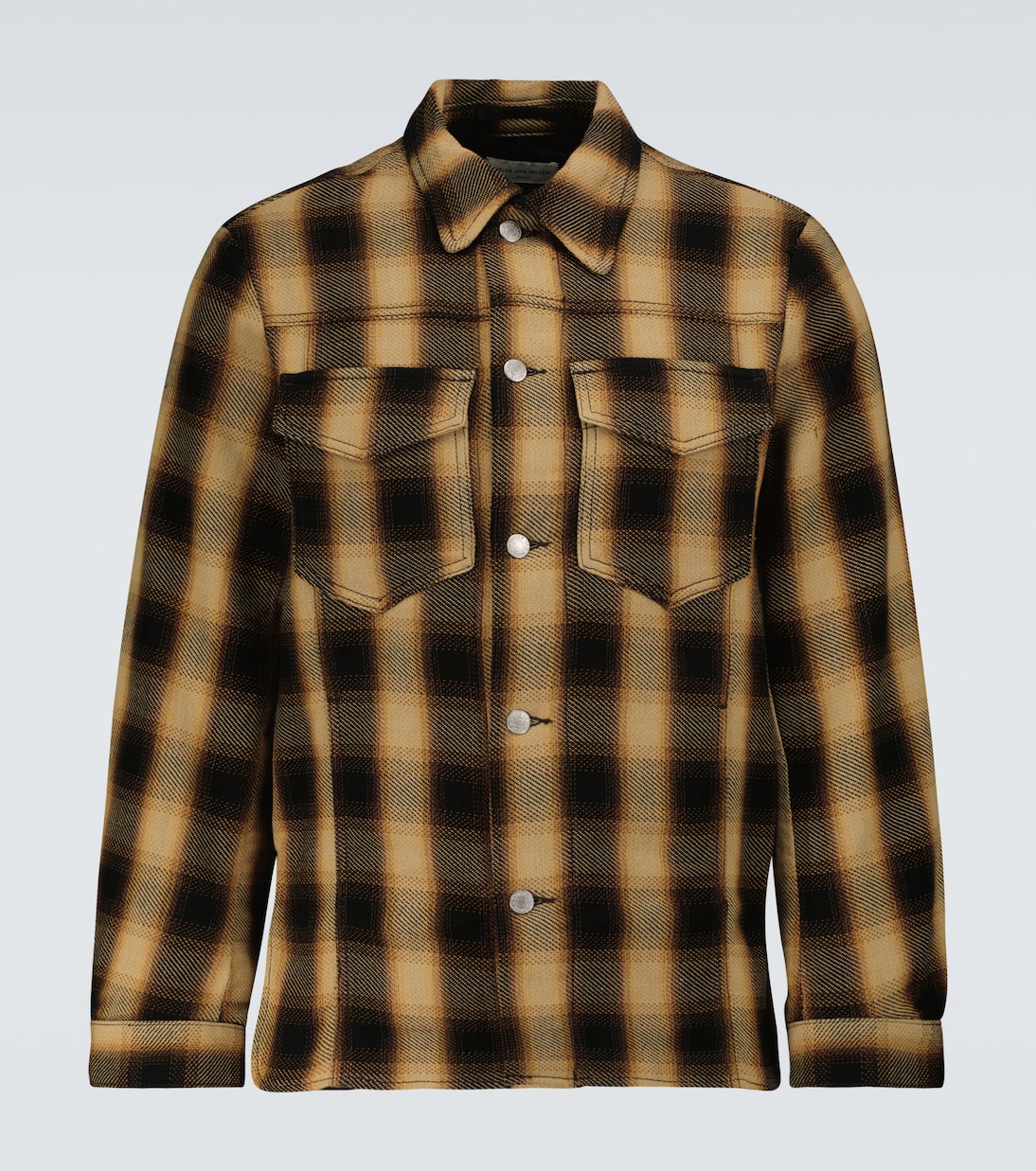 

Рубашка из хлопковой фланели в клетку Dries Van Noten, кэмел