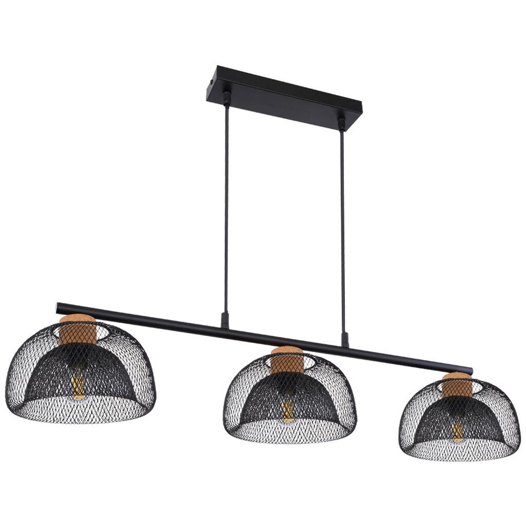 

Подвесной светильник, абажуры в клетку, пробка, черный, L 68,5 см Globo Lighting