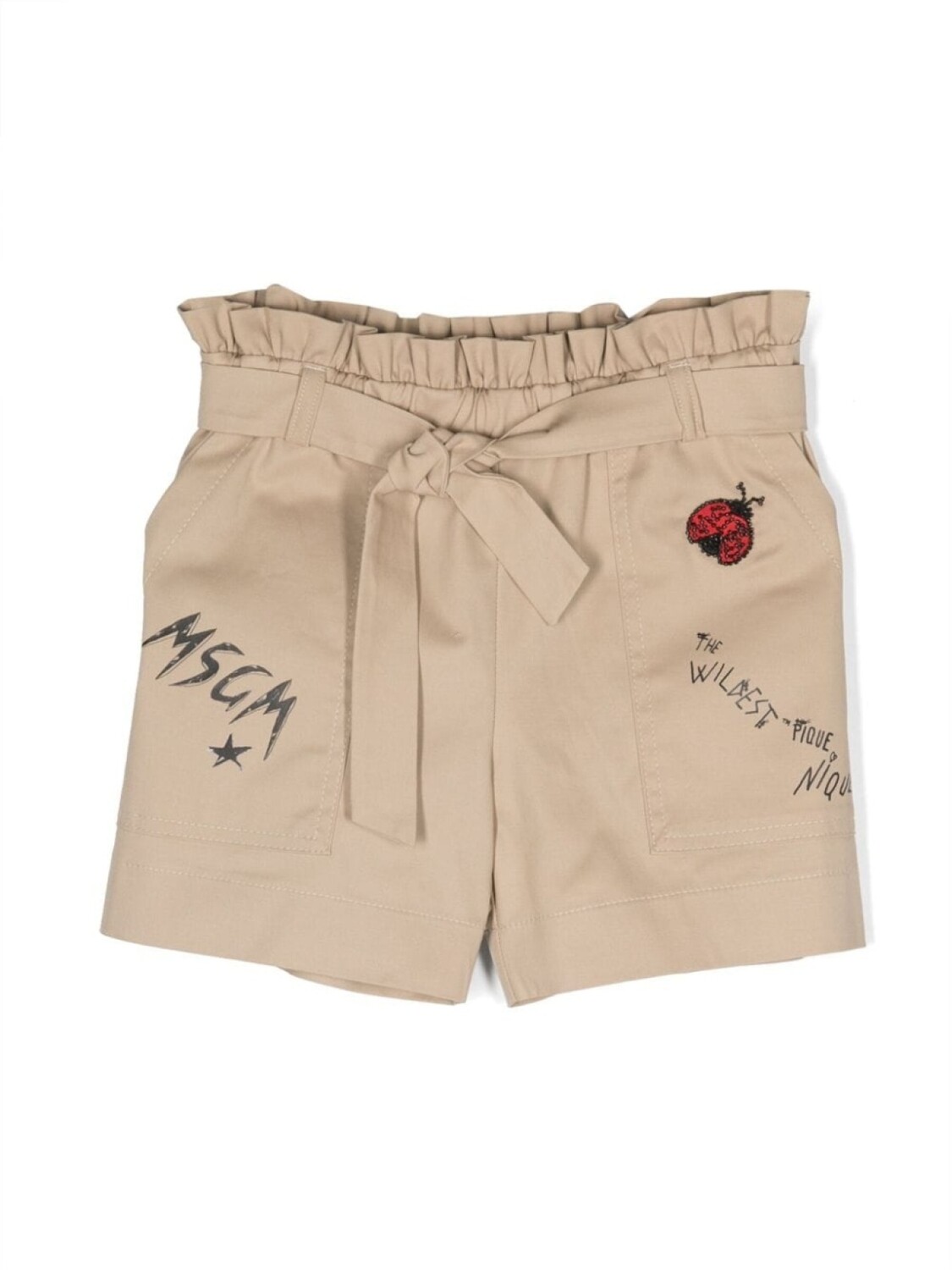 

MSGM Kids шорты с принтом и поясом, нейтральный цвет