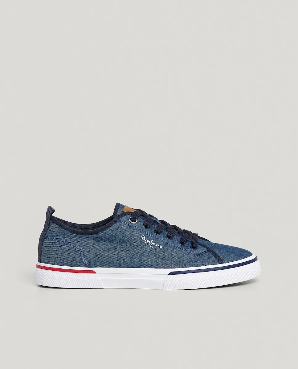 

Мужские парусиновые кроссовки с двухцветными линиями Pepe Jeans, синий