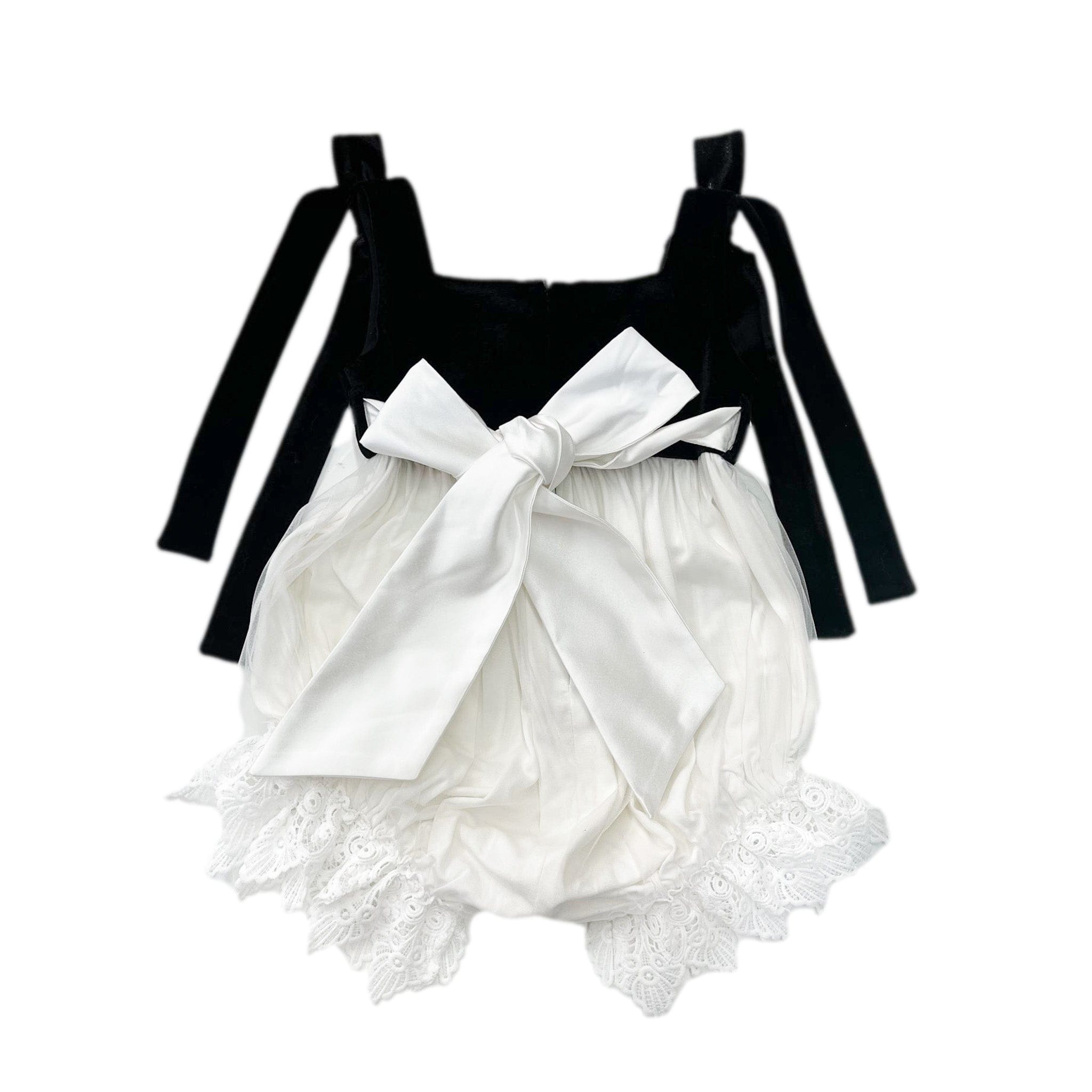 Топ Audrey из черного велюра и белый комбинезон из тюля Petite Maison Kids — фото 2