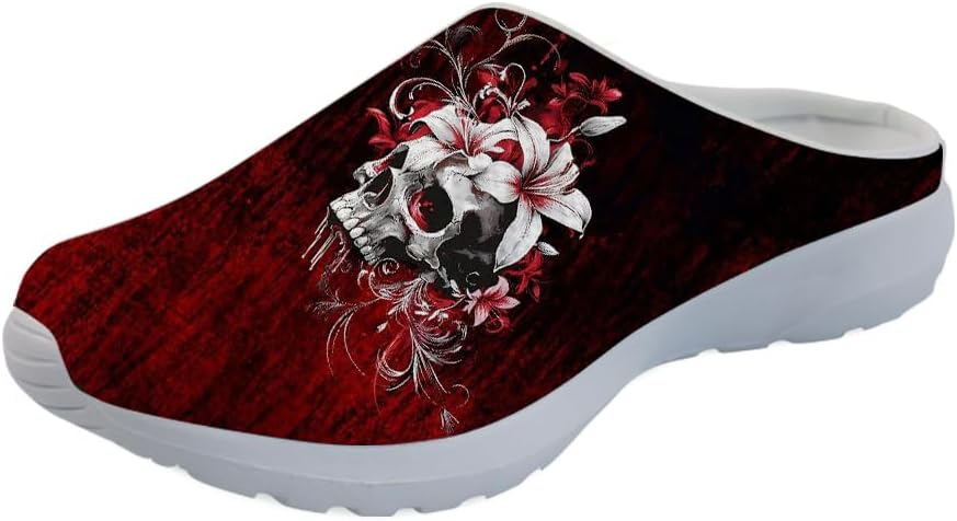 

Forchrinse Южноиндийские африканские слипоны-ходунки для мужчин и женщин, садовые сабо, медицинская обувь, дышащие, Blood Skull