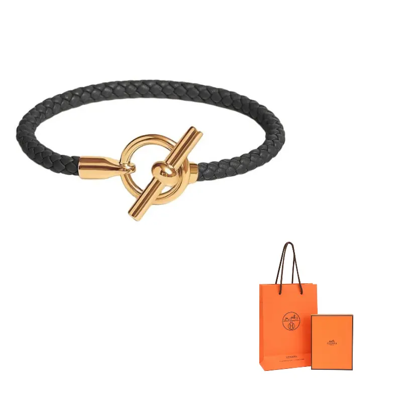 

HERMES Браслет из телячьей кожи мужский black