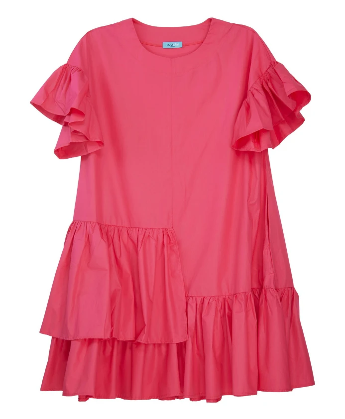 

Розовое платье с оборками и воланами. Tooche, розовый