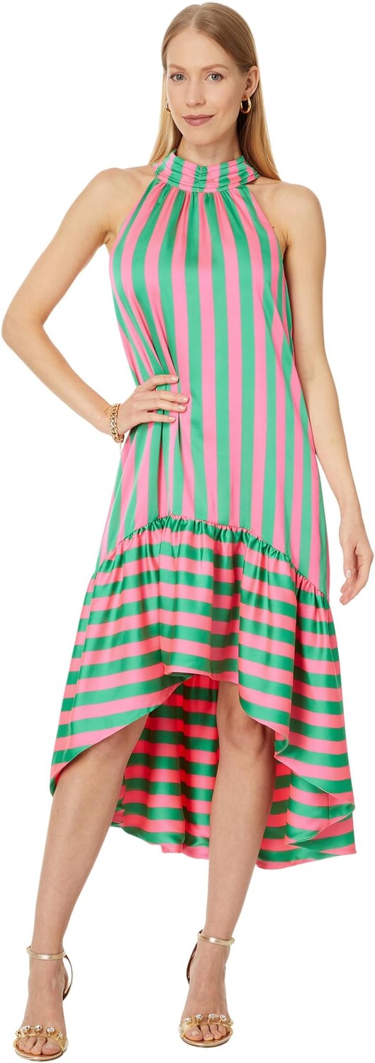 

Платье Lilly Pulitzer Steph High - Low Halter Maxi, цвет Roxie Pink X Spearmint Wide Stripe