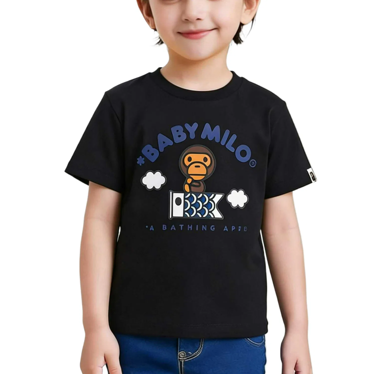 Детская футболка с круглым вырезом A BATHING APE, White — фото 4