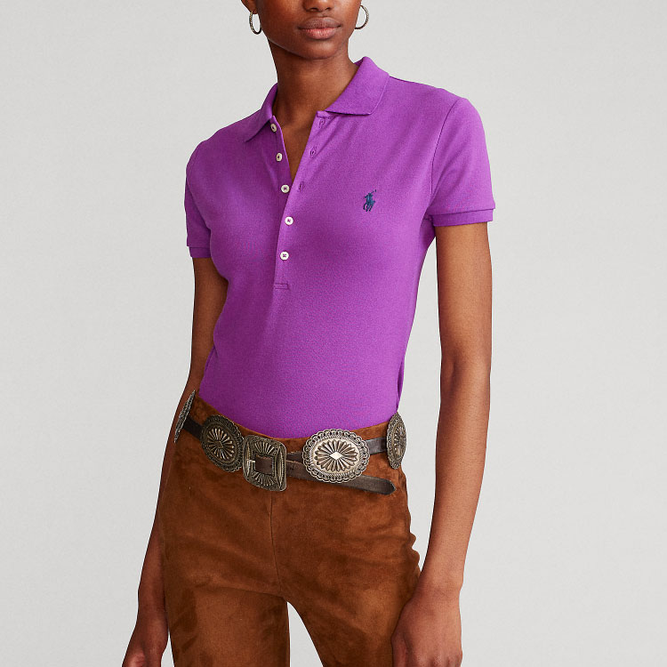 SS22 Футболка поло женская фиолетовая Polo Ralph Lauren — фото 3