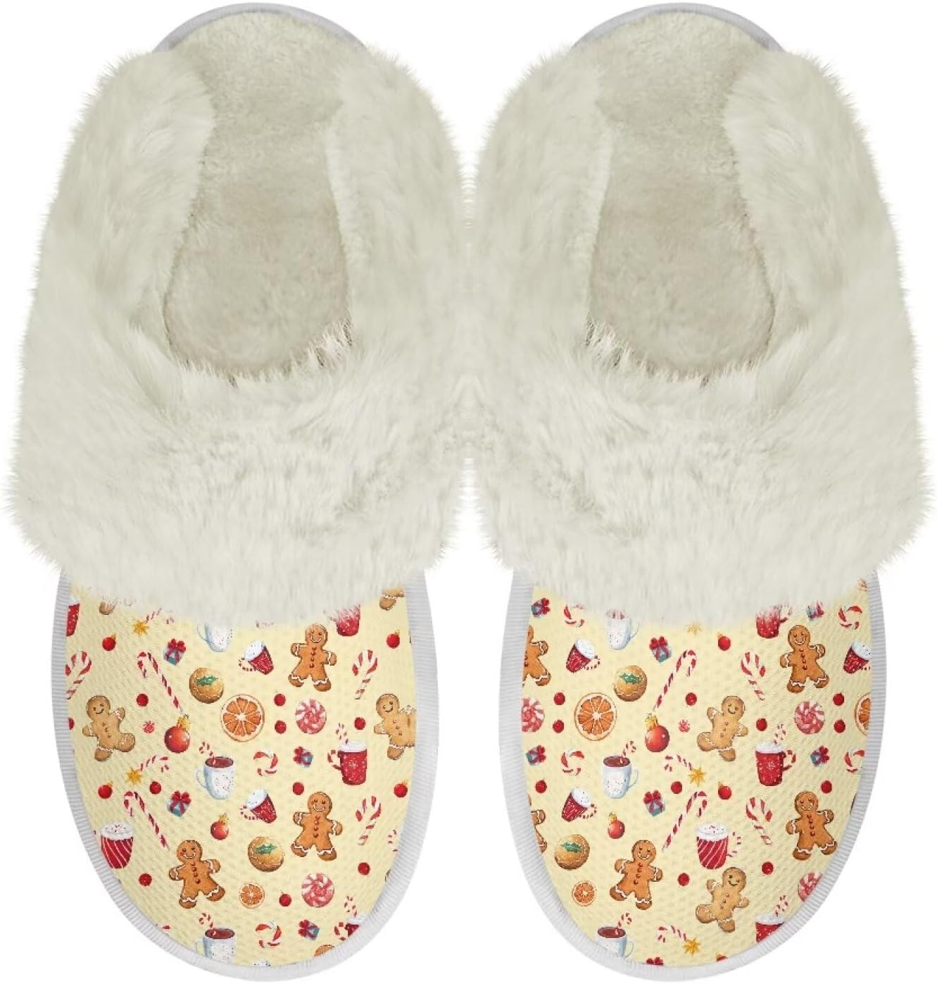 

Рождественские тапочки Nxidvxne с меховой отделкой для женщин и мужчин, домашние тапочки из фланели, мягкие тапочки для спальни, противоскользящие, Christmas Pattern