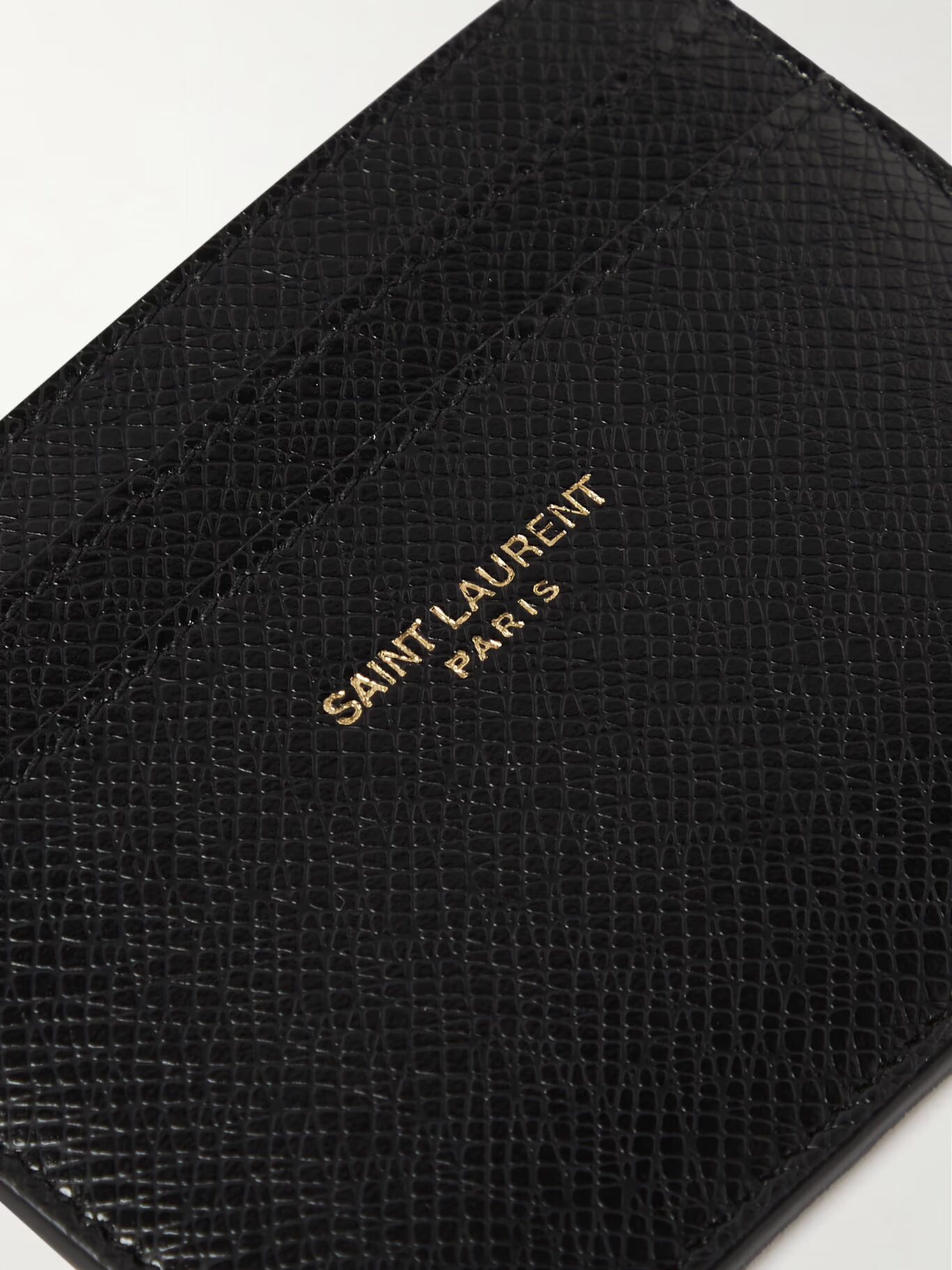 Визитница из переработанной кожи с поперечным зернением и логотипом SAINT LAURENT, черный — фото 2