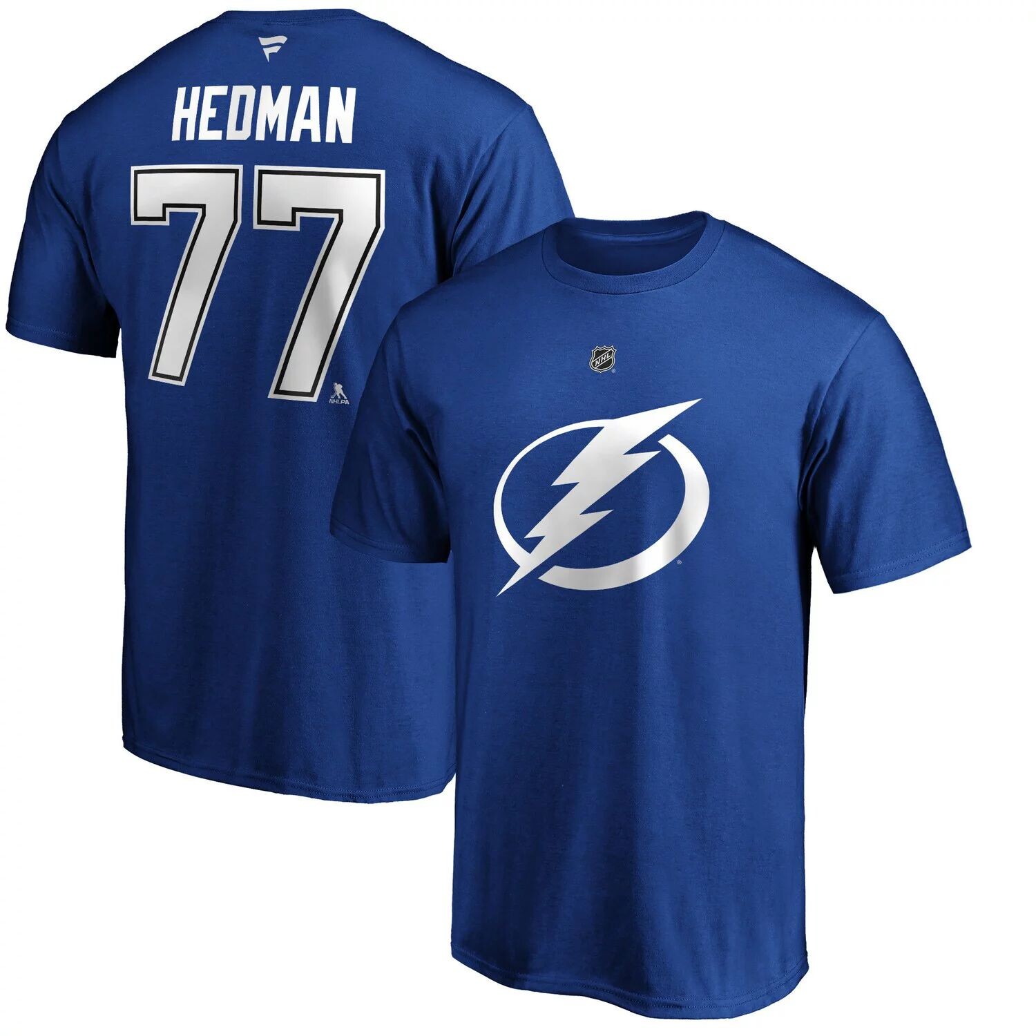 

Мужская синяя фирменная футболка с именем и номером Tampa Bay Lightning Victor Hedman Fanatics, Синий, Мужская синяя фирменная футболка с именем и номером Tampa Bay Lightning Victor Hedman Fanatics