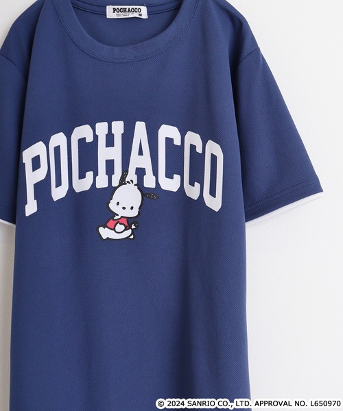 

Футболка с коротким рукавом, сетчатые манжеты Sanrio, темно-синий