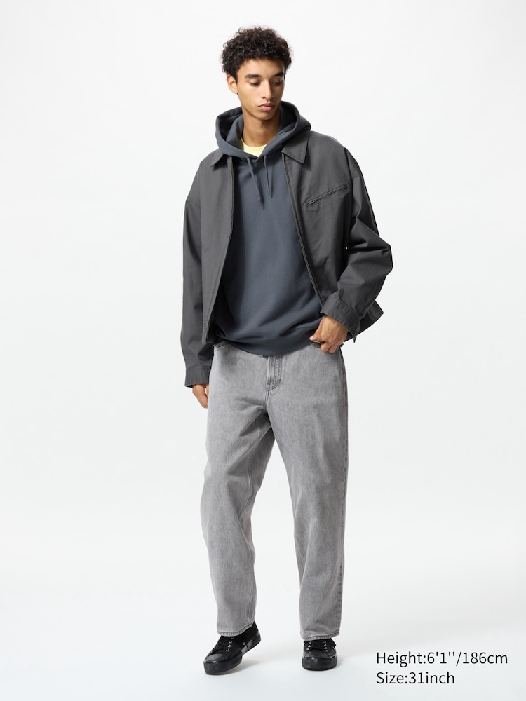 

Широкие прямые джинсы Uniqlo, цвет 02 серый