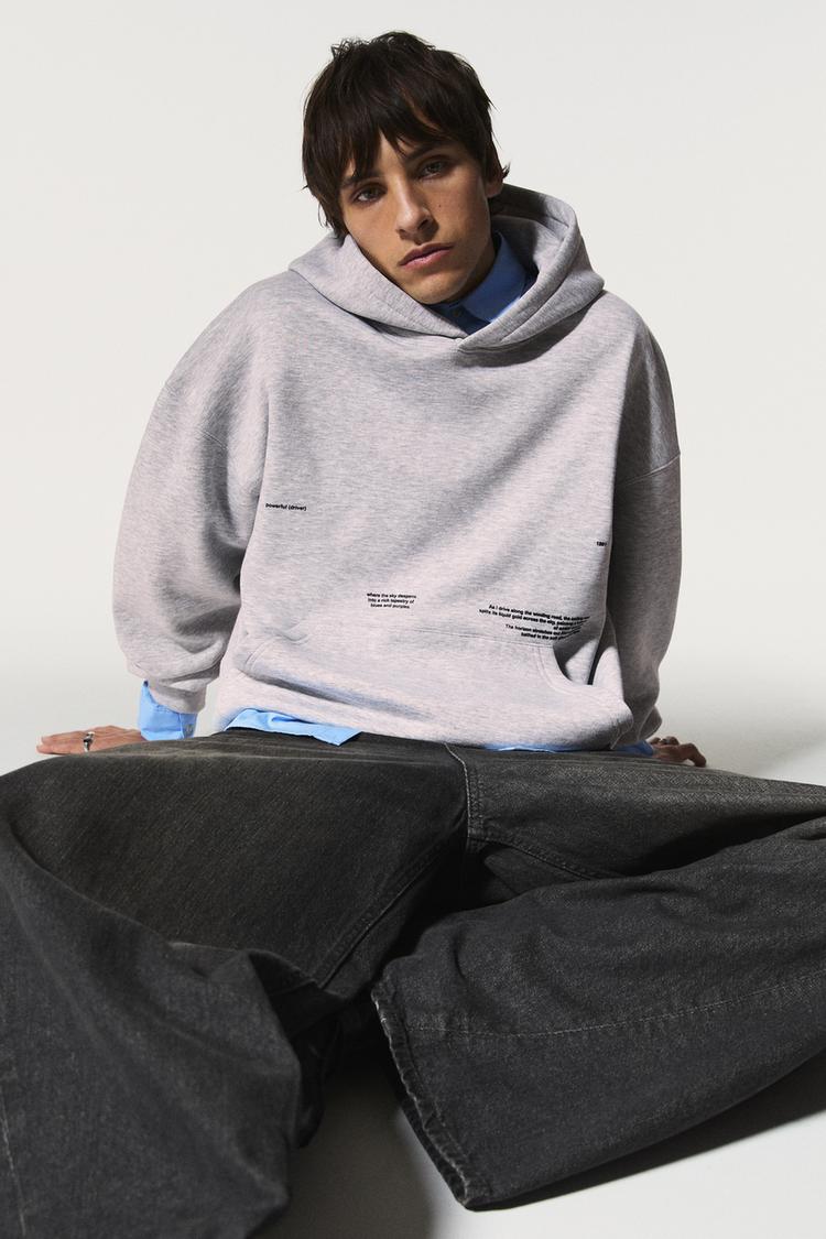 

Толстовка с капюшоном «Озорник» Pull And Bear, серый