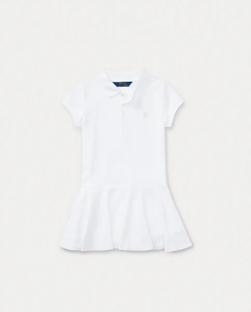 Детское платье поло из эластичного пике Polo Ralph Lauren, белый — фото 4