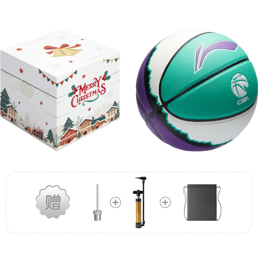 

LINING Баскетбольный мяч CBA Collection PU зеленый фиолетовый белый размер 7 тренировочный unisex