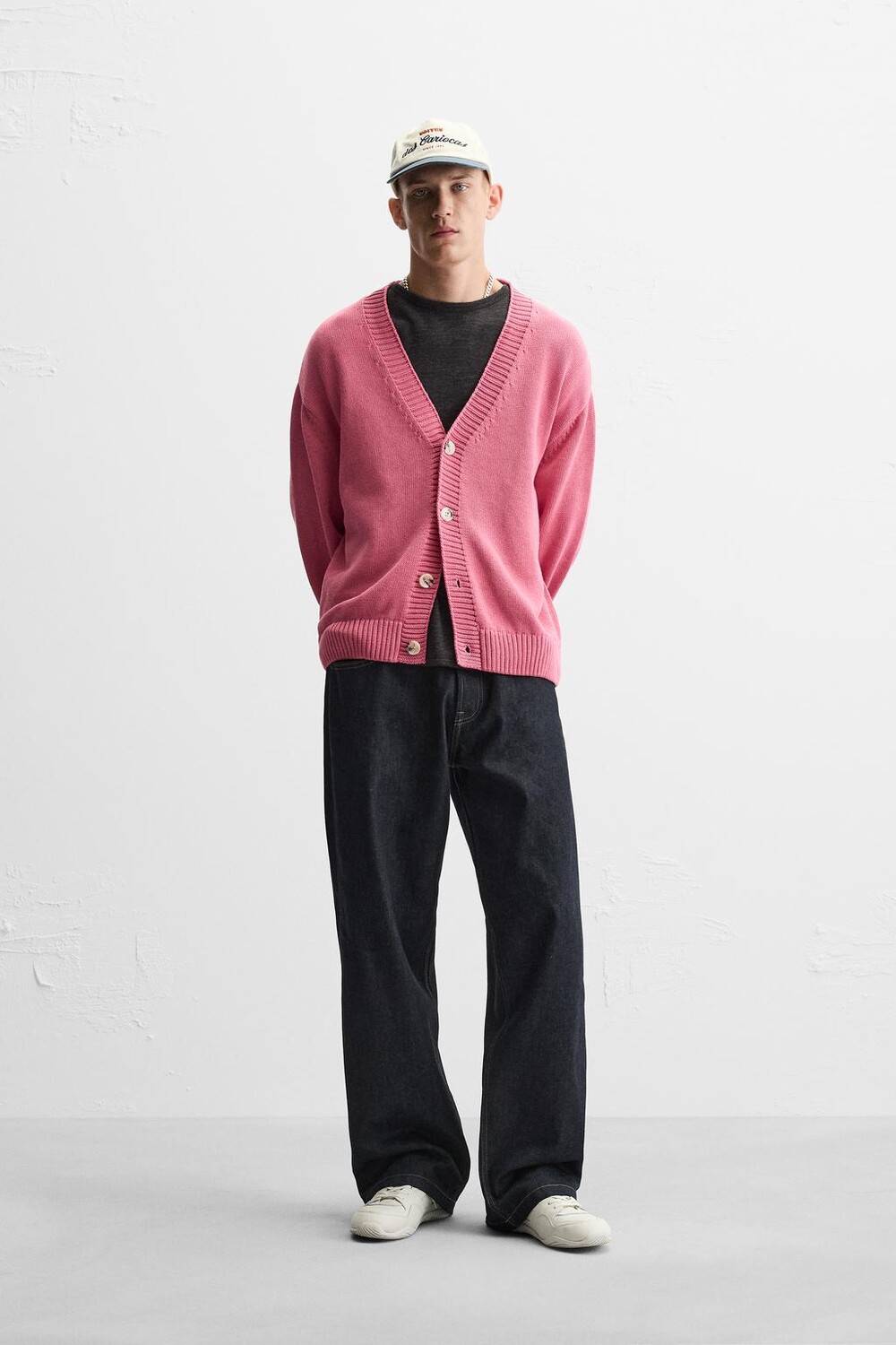

Кардиган из текстурированного хлопка ZARA, розовый