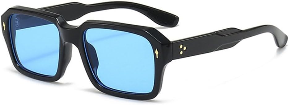 

LVTFCO Винтажные женские солнцезащитные очки в стиле панк с заклепками, модные прозрачные линзы с градиентом цвета океана, защита от УФ-излучения UV400, мужские солнцезащитные очки, Black Blue