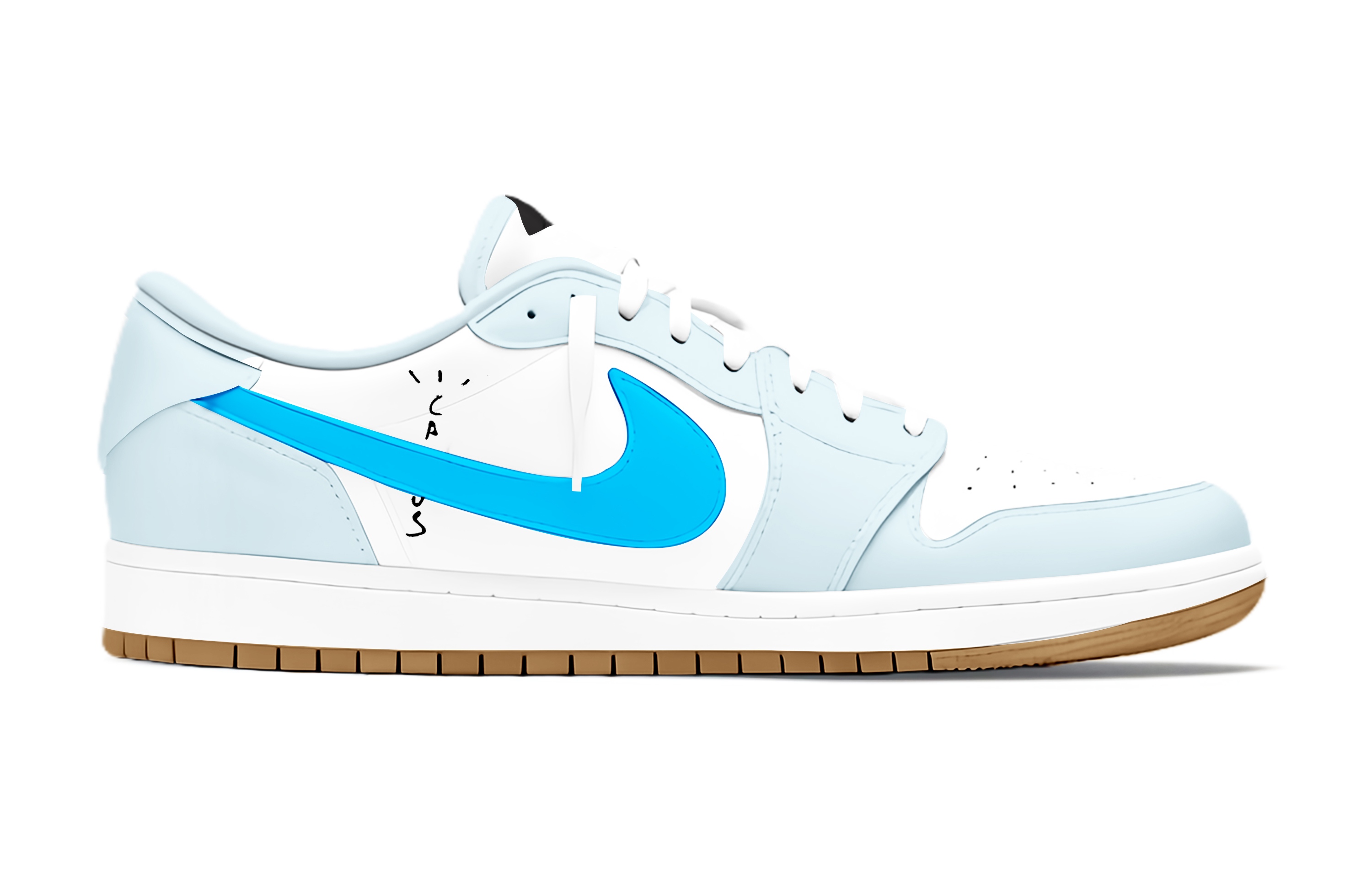 Кроссовки Travis Scott x Air 1 Icy Snow Travis Scott X AJ1 с амортизацией, низкие, винтажные, баскетбольные, унисекс Jordan, sky синий — фото 4
