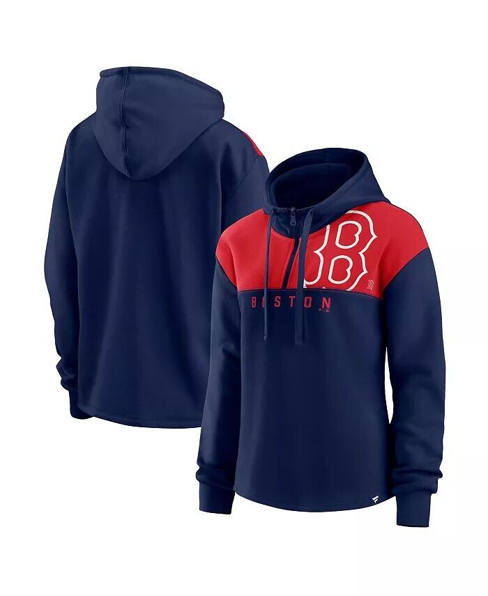 

Женская темно-синяя толстовка с капюшоном на молнии Boston Red Sox Iconic Overslide Color Block Fanatics