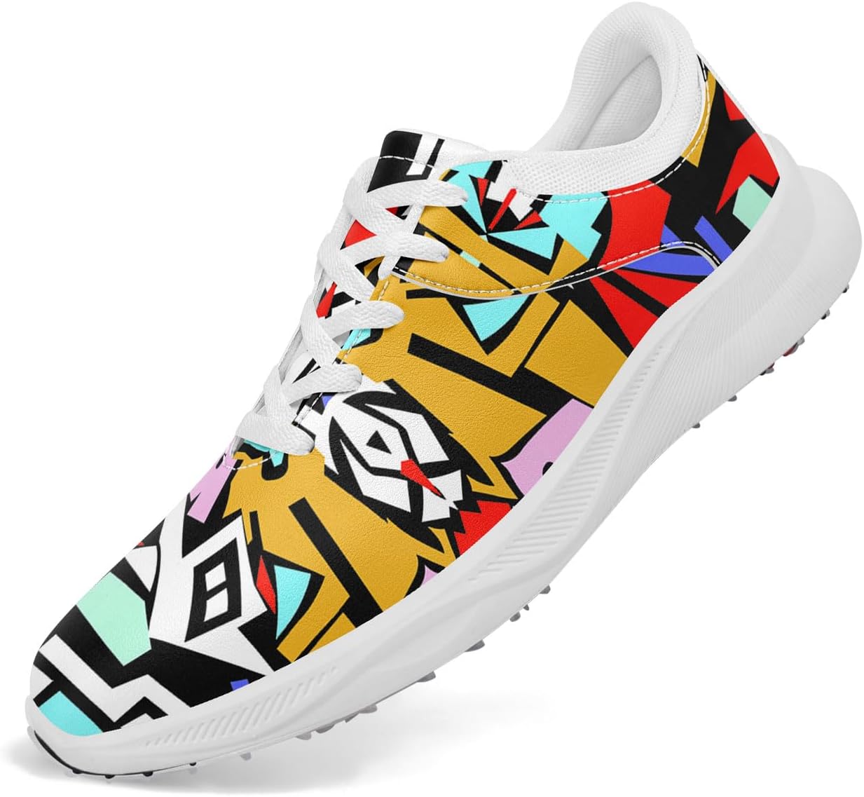 

Гольф обувь без шипов для мужчин и женщин, художественный дизайн, дышащие, водонепроницаемые модные спортивные кроссовки для гольфа с вентиляцией на пятке Onegam, красный/синий/желтый