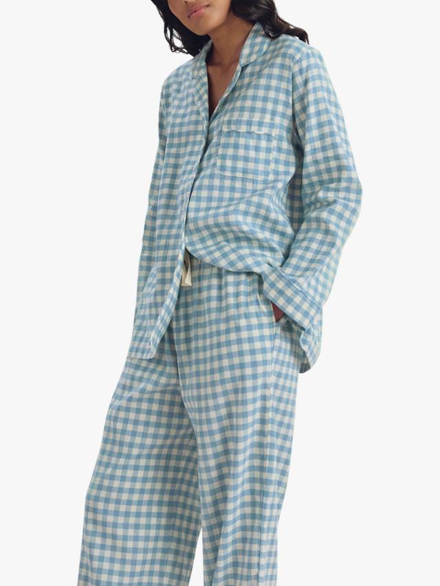 

Комплект пижамы Gingham из льняной смеси Piglet in Bed, Warm Blue