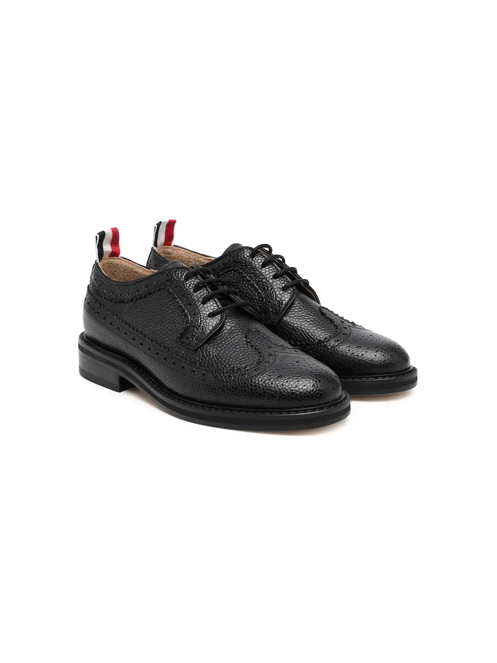 Кожаные броги на шнуровке Thom Browne Kids, черный