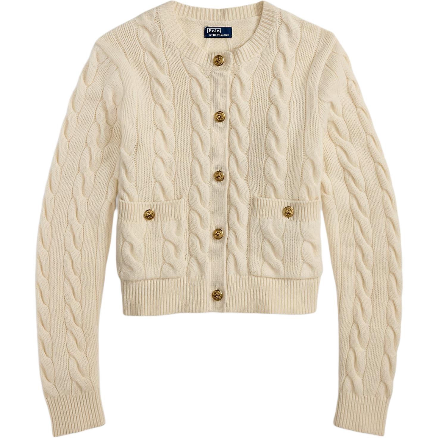 

Кардиган на пуговицах с узором «косичка» Polo Ralph Lauren, белый