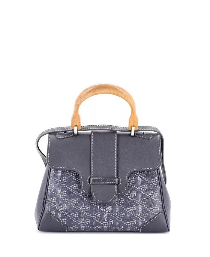 

Мини-сумка Saigon с верхней ручкой, покрытая холстом с кожей Pre-Owned Goyard, серый