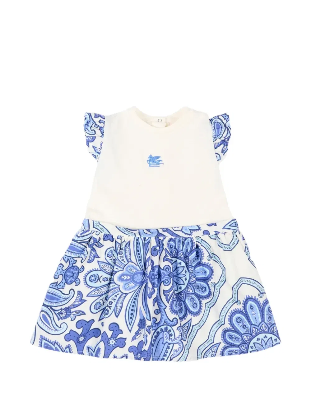 Платье с воланами и узором пейсли Etro Kids, бежевый