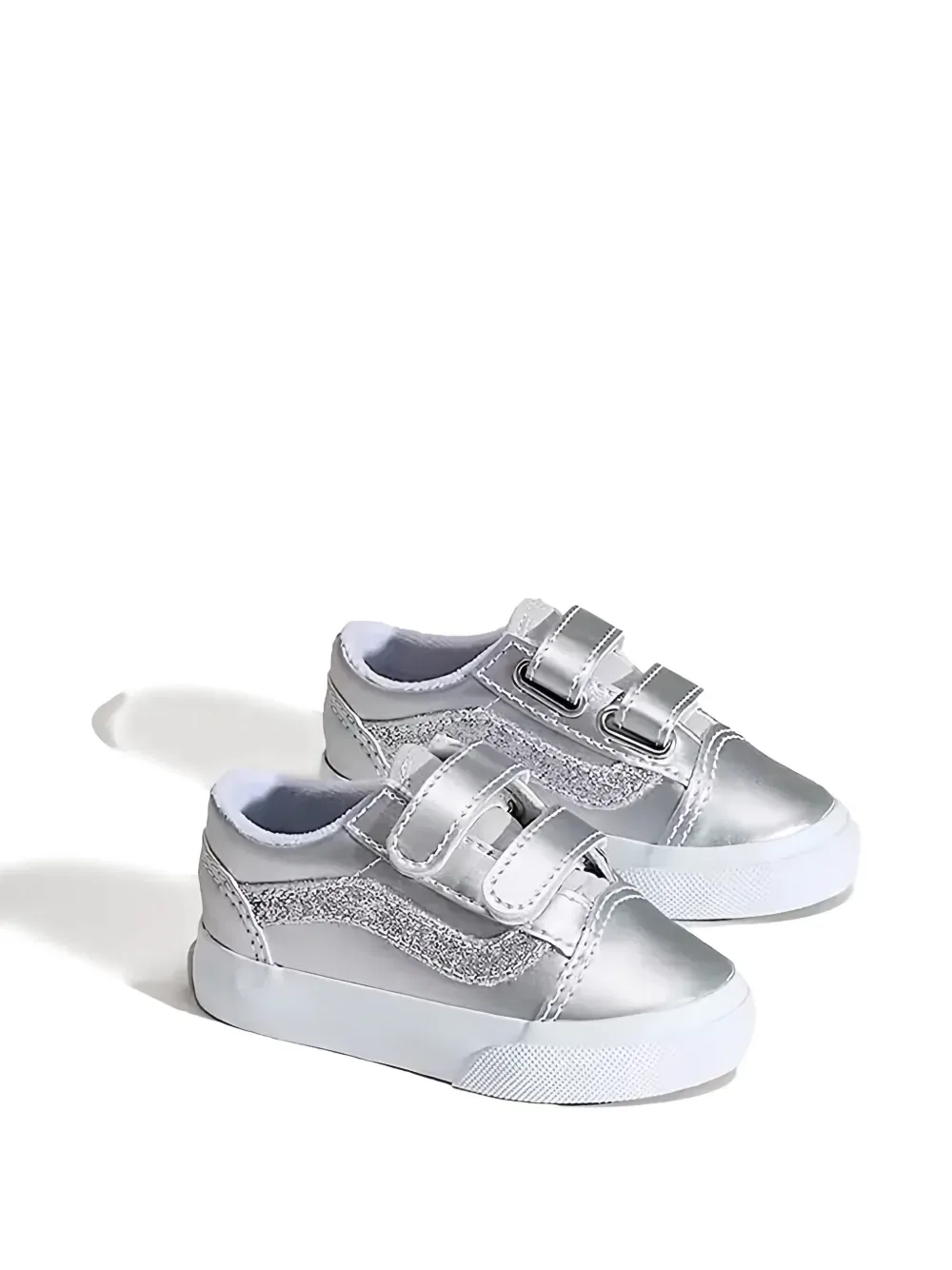 Кроссовки в стиле олдскул с ремешком на липучке Vans Kids, серебро