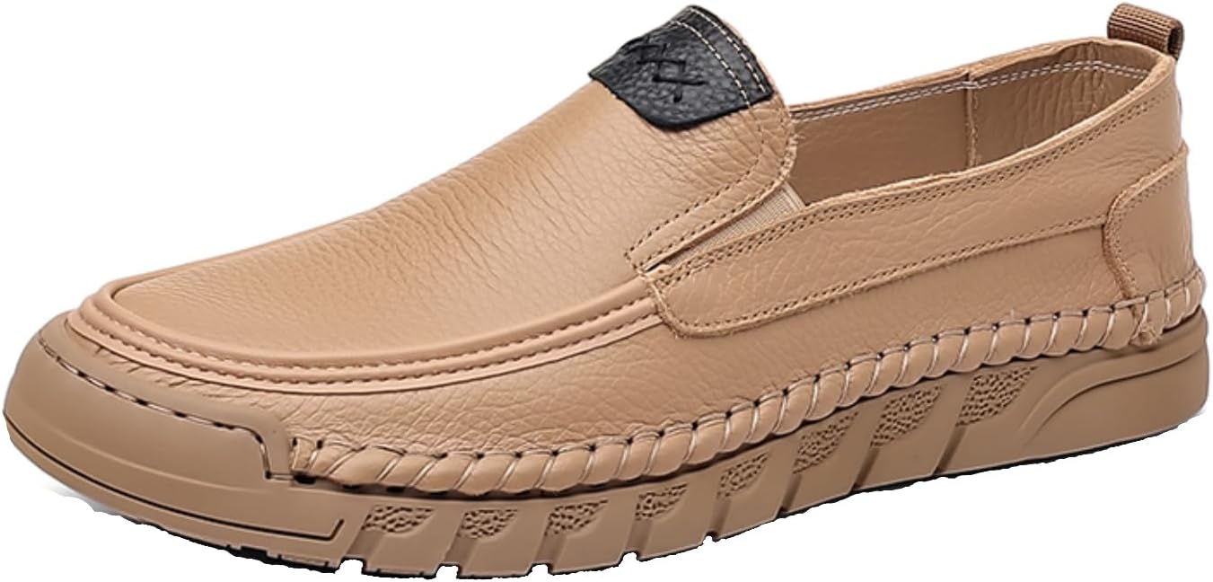 

Мужские лоферы из натуральной кожи, с наскоками, повседневные, дышащие, ручной работы, туфли, модные деловые туфли Xoekd, Apricot