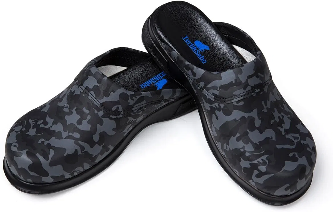 Мужские кожаные сабо-мюли Terlik Sabo Classic ST070 terlik sabo ortopedik terlik, Dark Camouflage — фото 4