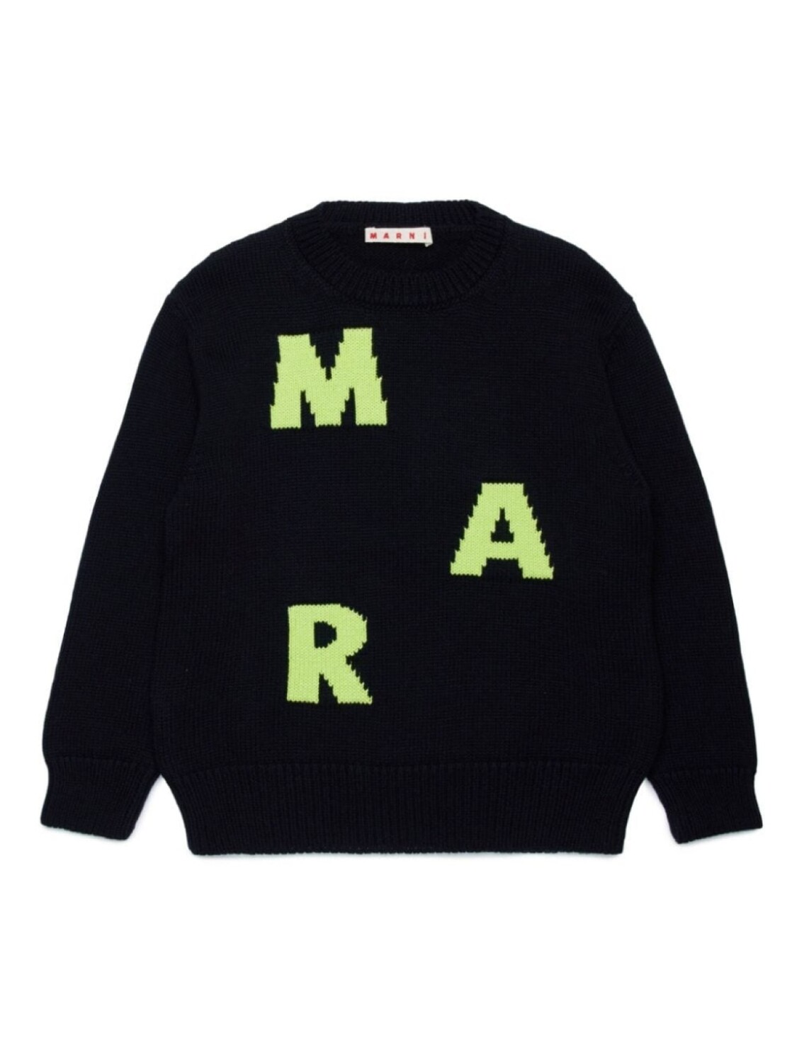 

Marni Kids джемпер с круглым вырезом и логотипом-интарсией, черный