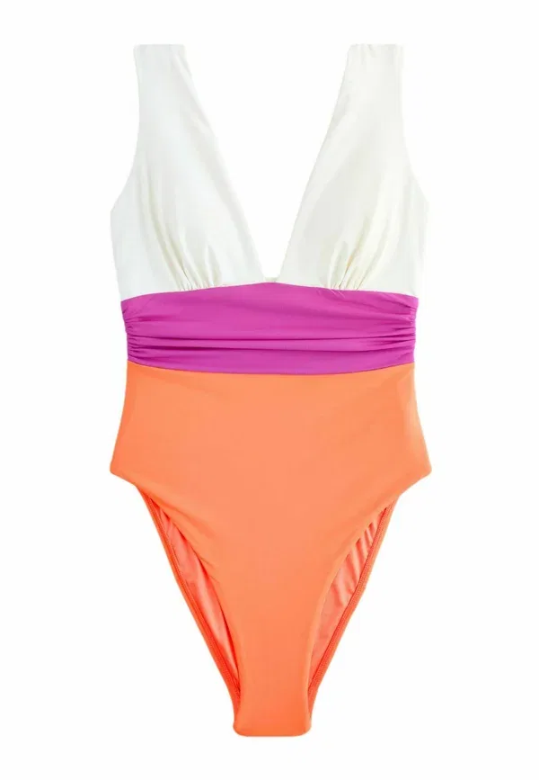 Купальник Petite fit plunge tummy control swimsuit Next, розово-оранжевый