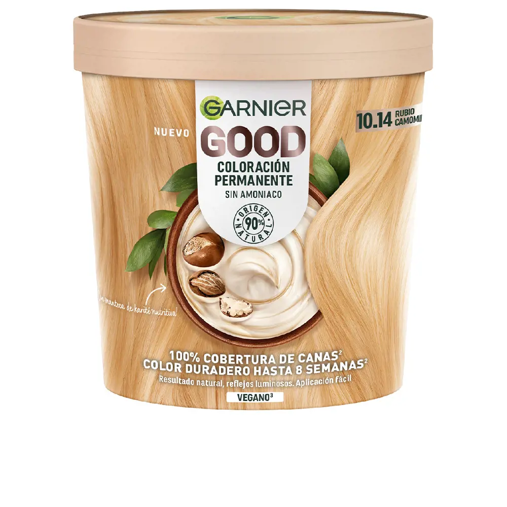 

Краска для волос Good coloración permanente Garnier, цвет 10.14 rubio camomila, 217 мл.