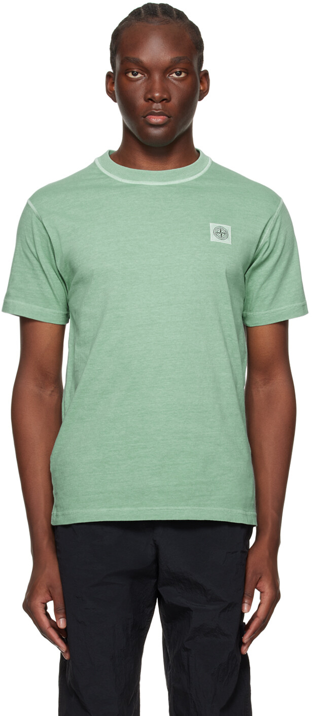 

Зеленая футболка с нашивкой Stone Island, цвет Light green
