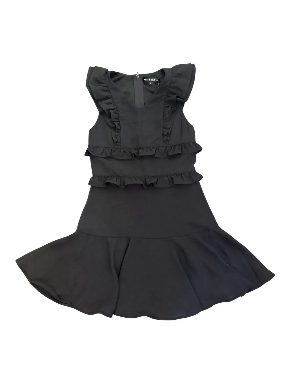 MISS BEHAVE GIRLS Платье Lilith с V-образным вырезом и оборками, черное — фото 4