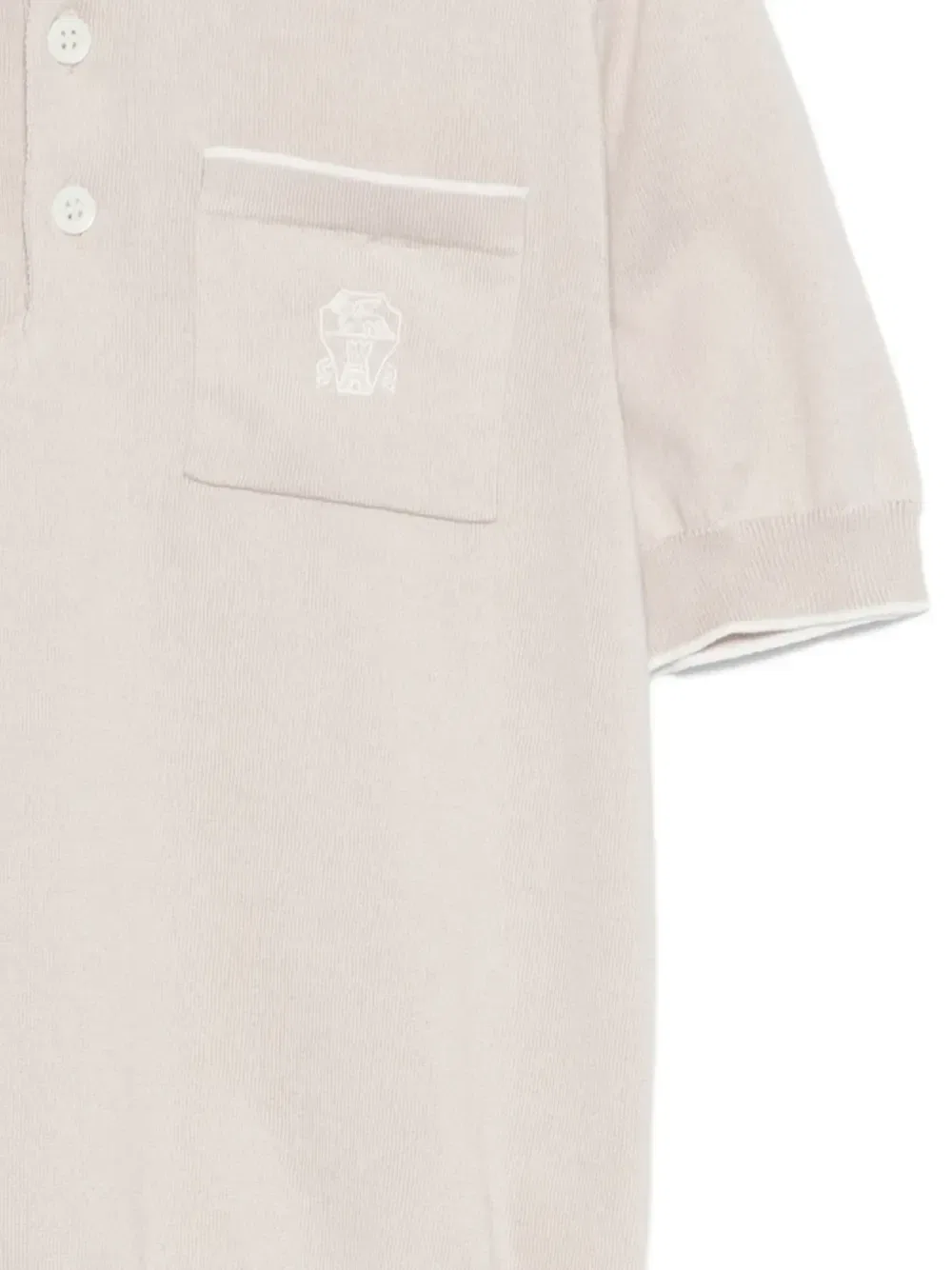 Рубашка поло с нагрудным карманом Brunello Cucinelli Kids, бежевый — фото 3