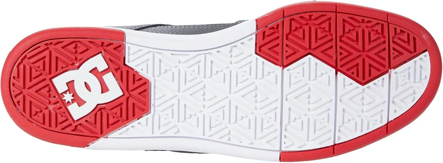 Кроссовки DC Shoes Cure, кожаные, высокие, White/Grey/Red — фото 3
