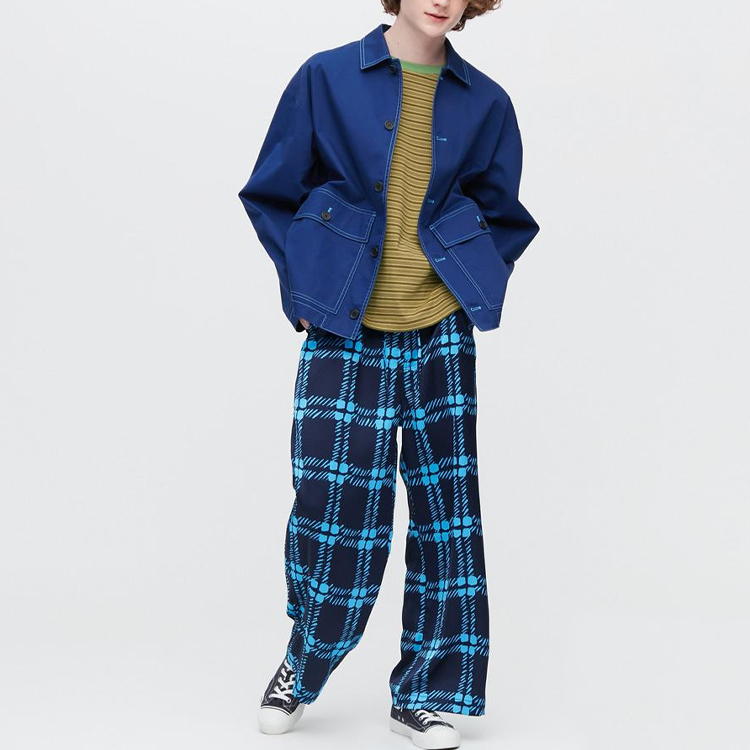 UNIQLO X MARNI Marni Co Branding повседневные брюки женские navy blue умеренно прямой крой — фото 4