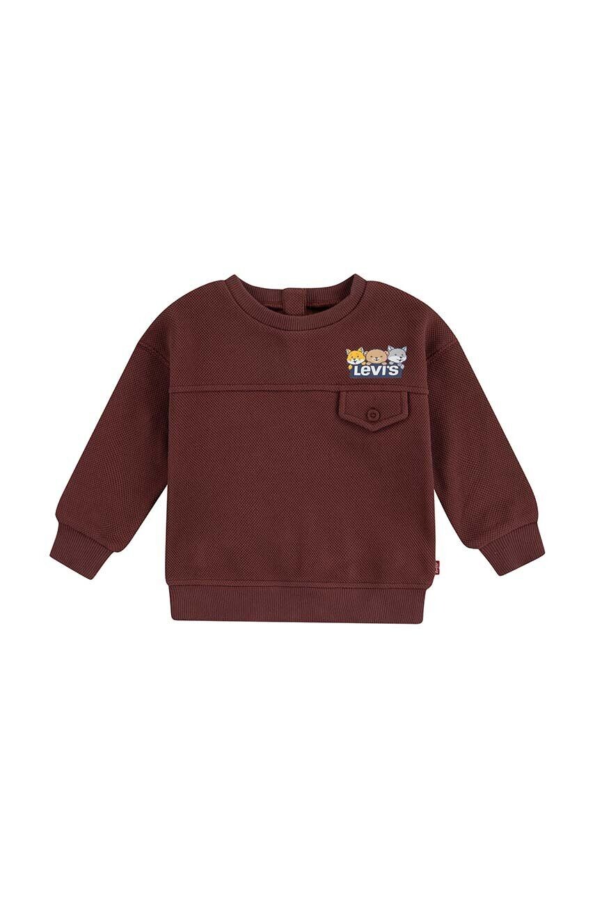 

Детская толстовка Levi's CHARACTER POCKET CREW, коричневый