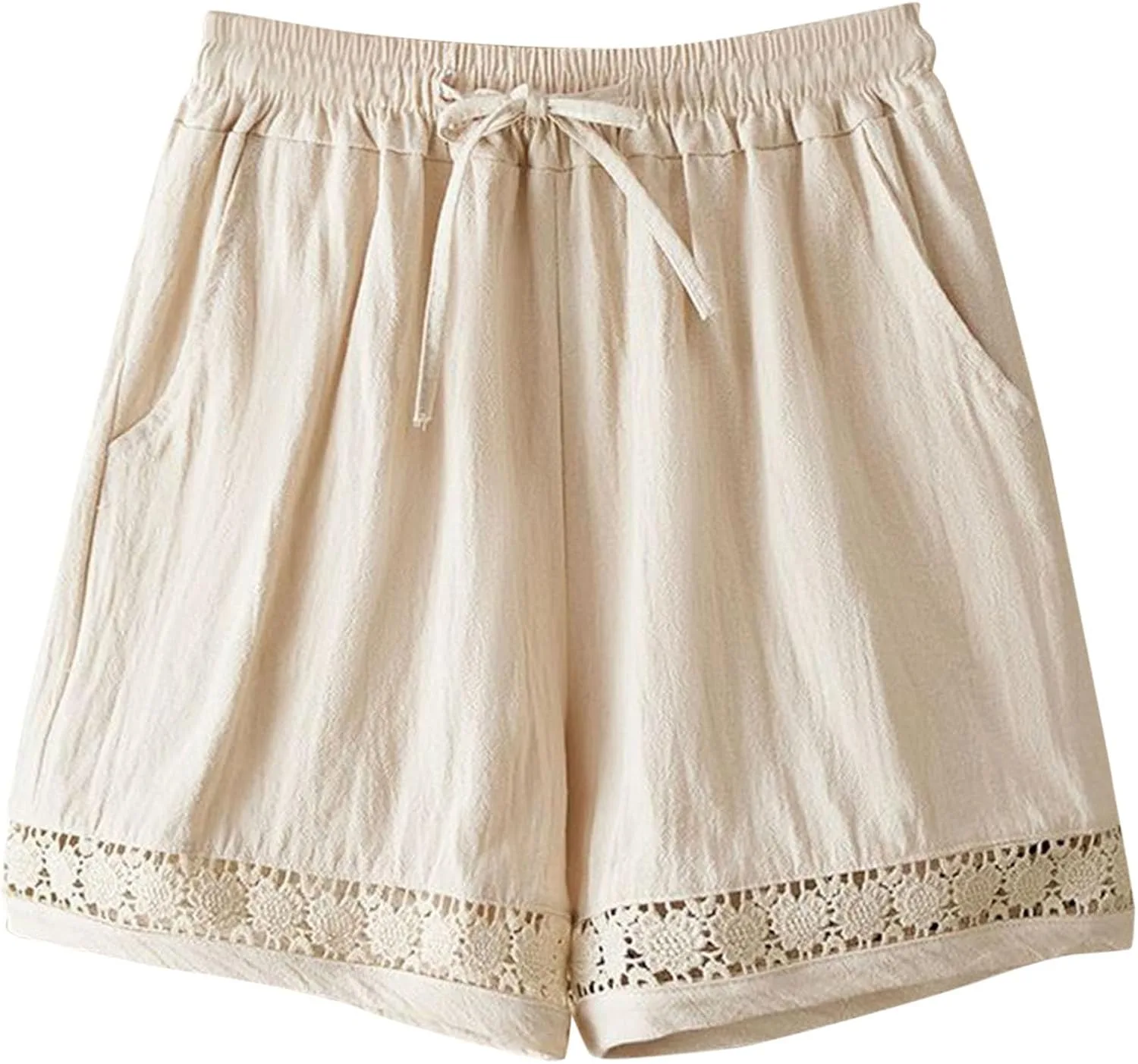 

Льняные шорты для женщин летние с высокой талией и шнурком