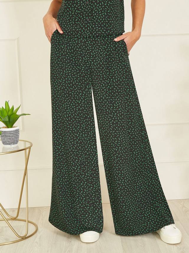 

Широкие брюки с оригинальным принтом Yumi, цвет Black/Green
