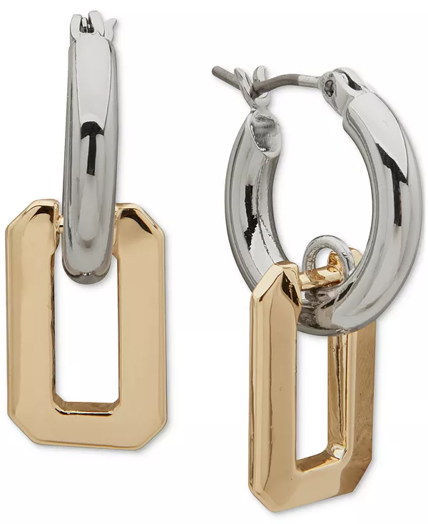 

Двухцветные серьги-кольца с гранеными геометрическими подвесками Karl Lagerfeld Paris, gold